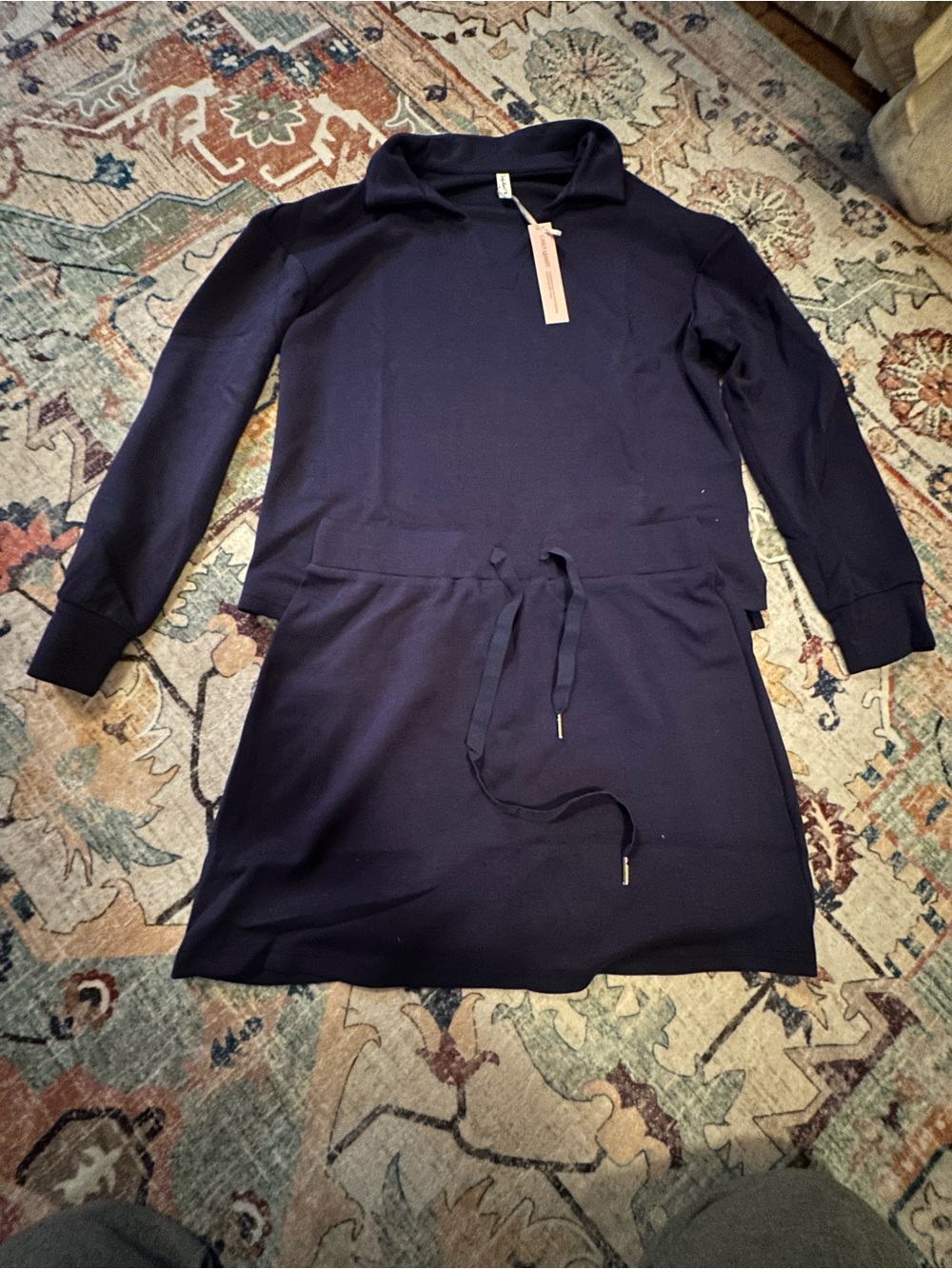 Women's Navy Drawstring Waist Dress